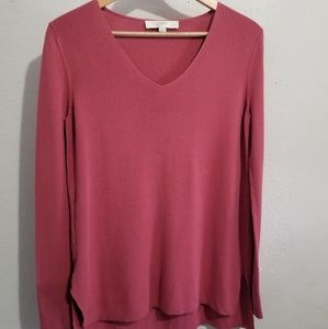 Loft pink knit v neck sz Med